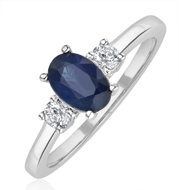 Sapphire Ring 1.00ct and Diamond 18K White Gold Ring